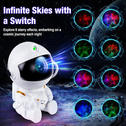 Astronaut space projector with galactic lights